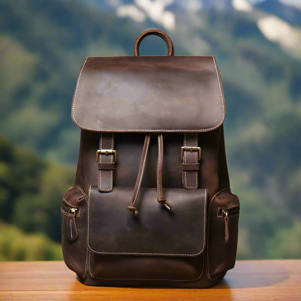 Genuine Leather Laptop Backpack | Travel & Work