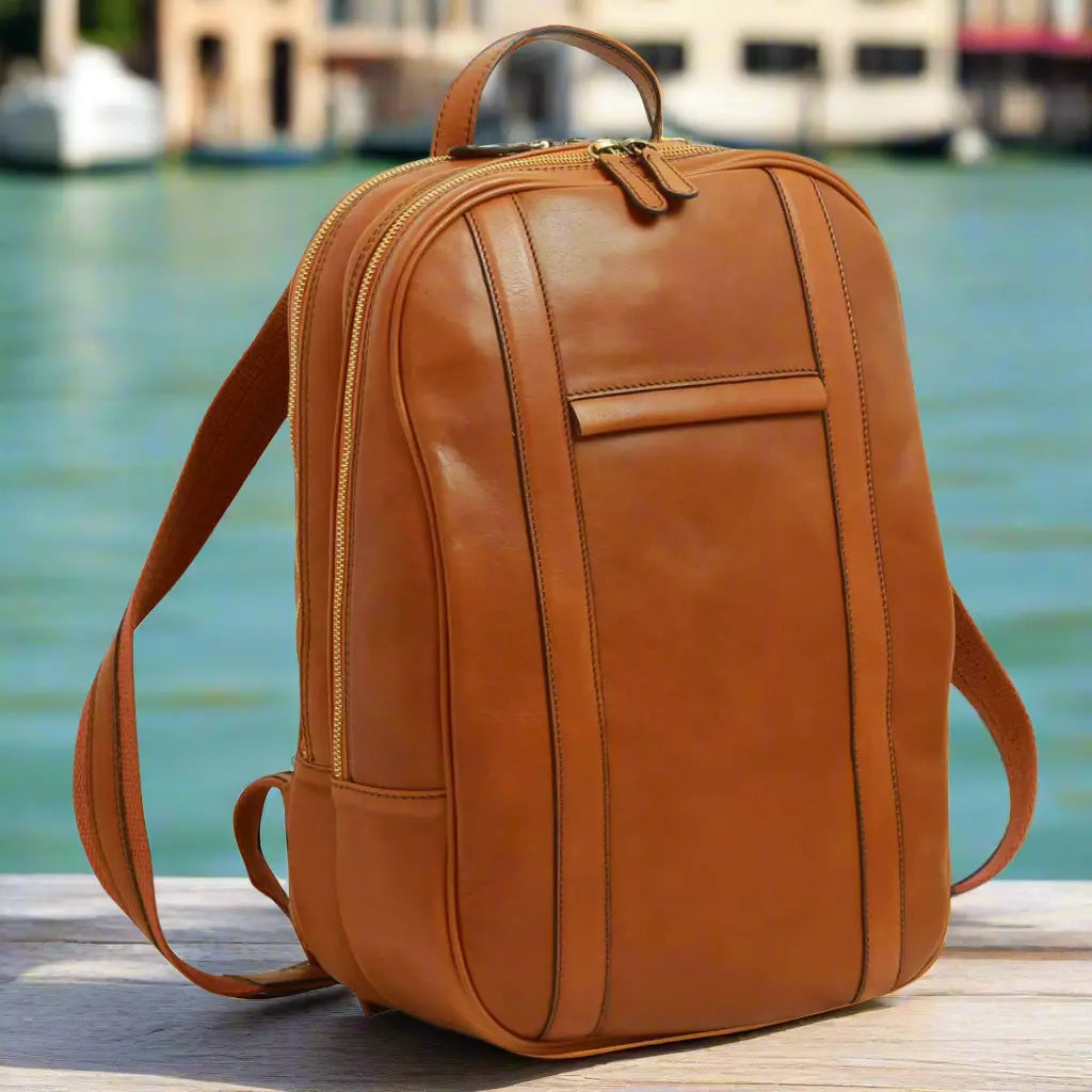 Soft Calfskin Leather Laptop Backpack | Travel & Work