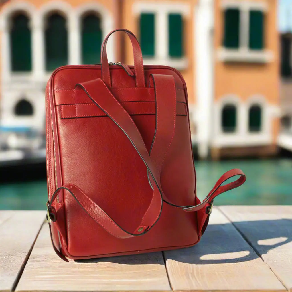Leather Backpack with Backside Troller Strap | Travel & Work