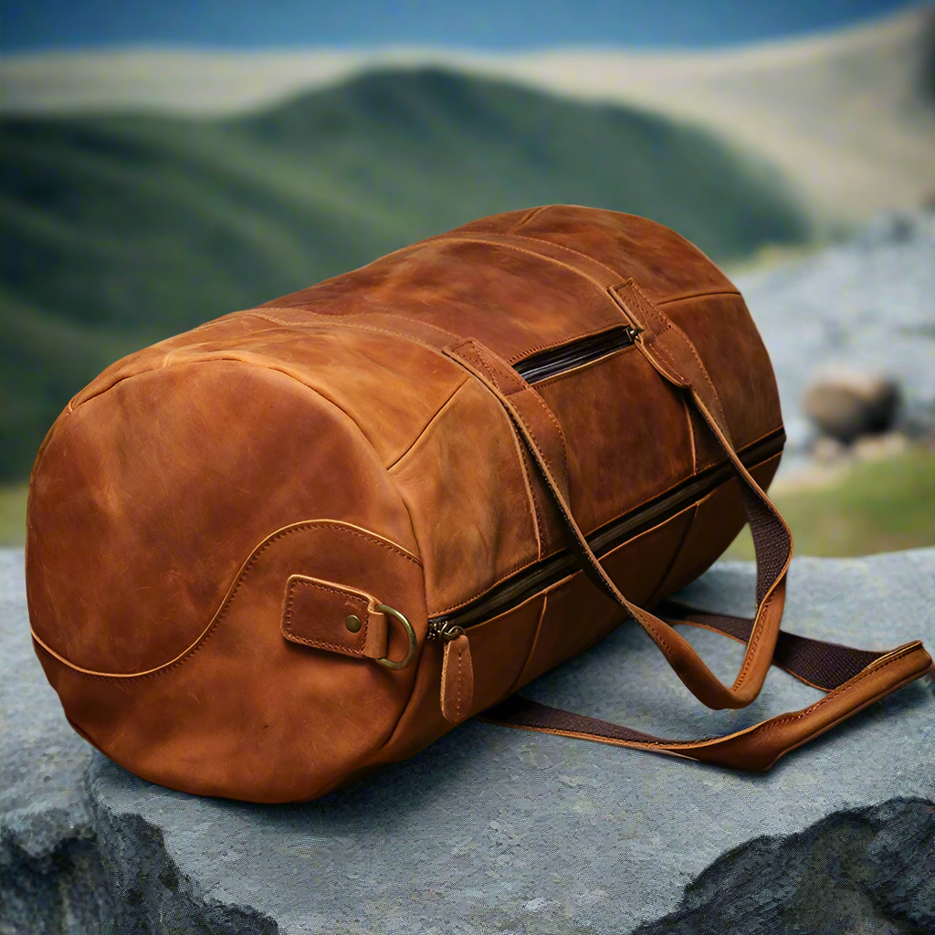 Men's Genuine Leather Duffle Bag – Soft Structure & Travel-Ready