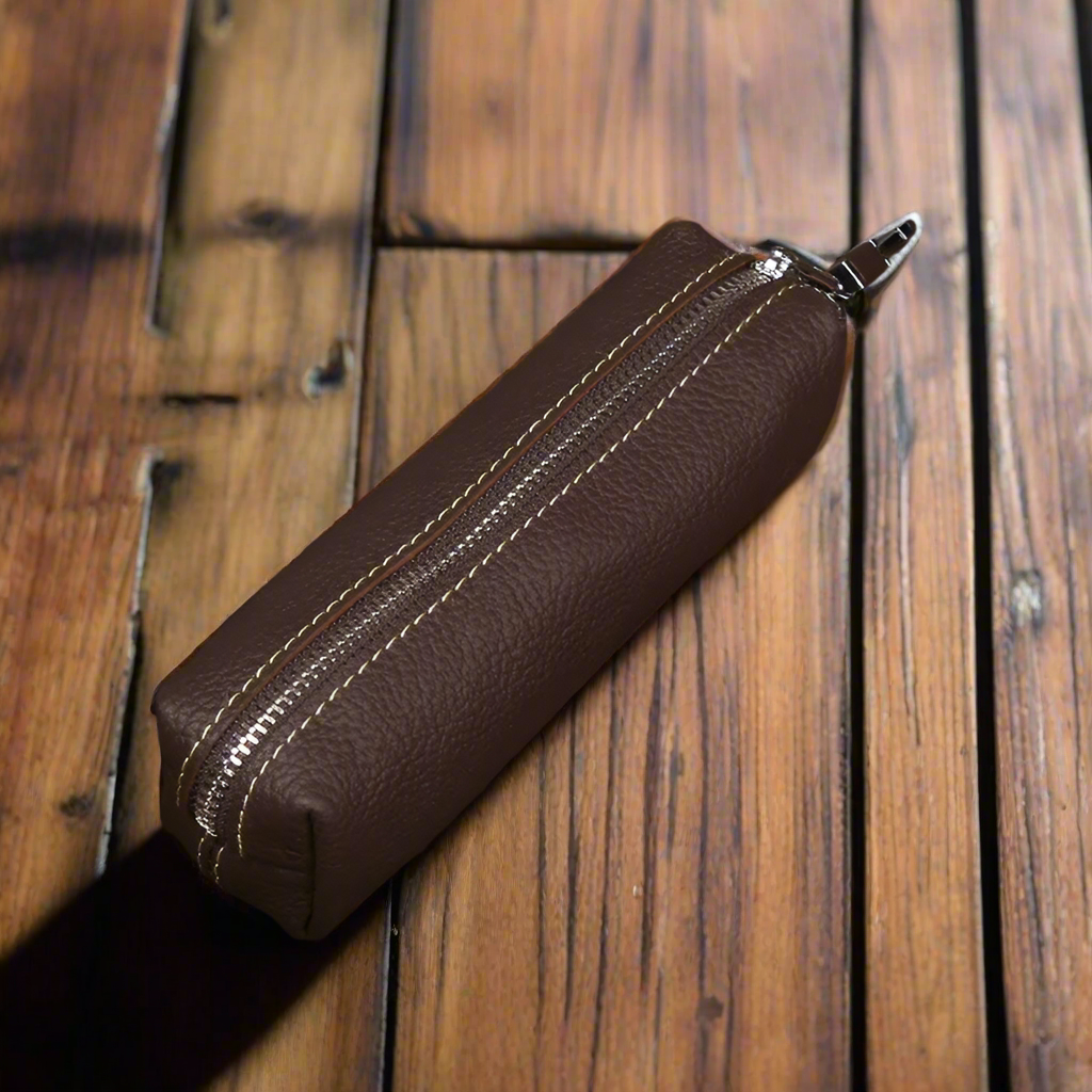 Genuine Leather Barrel Shape Key Wallet | Travel & Everyday Use