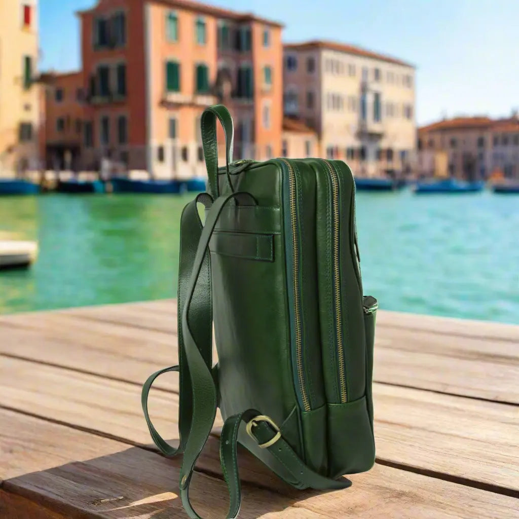 Leather Backpack with Backside Troller Strap | Travel & Work
