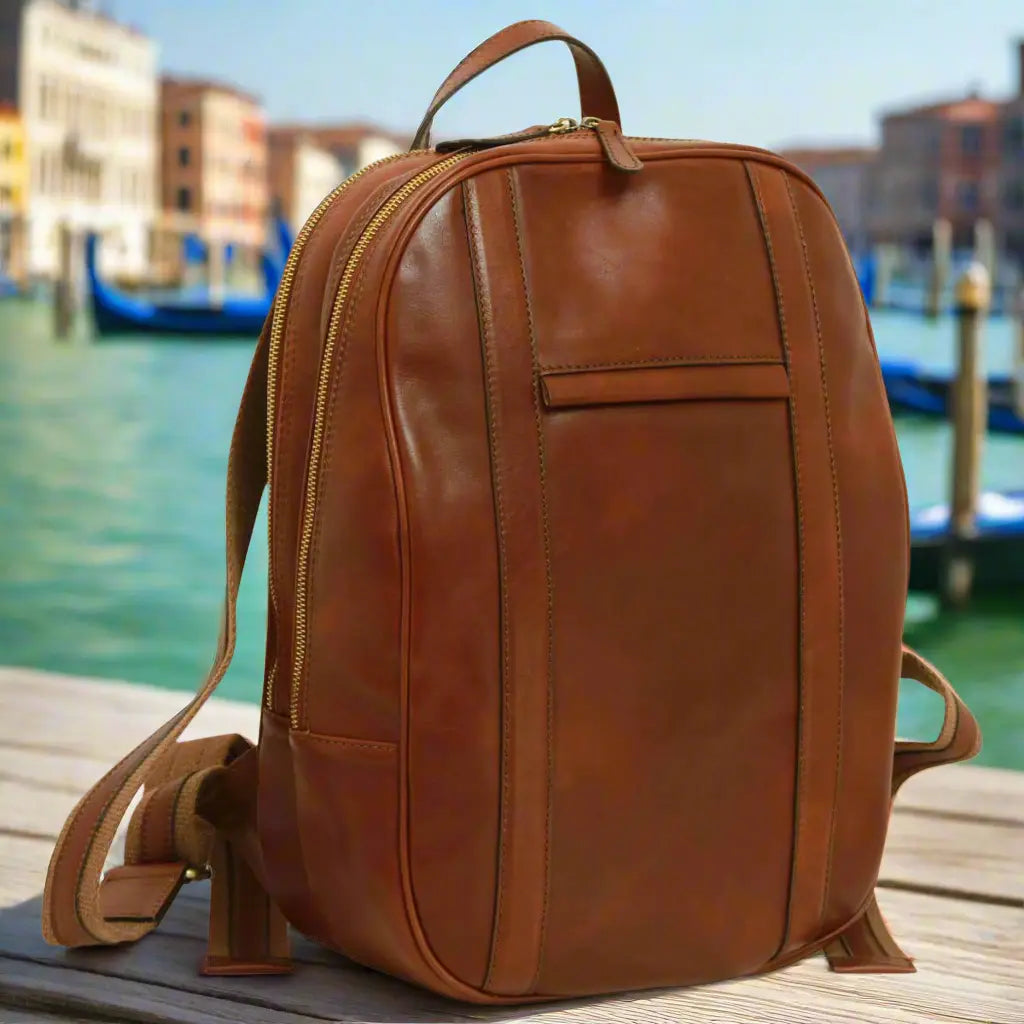 Soft Calfskin Leather Laptop Backpack | Travel & Work