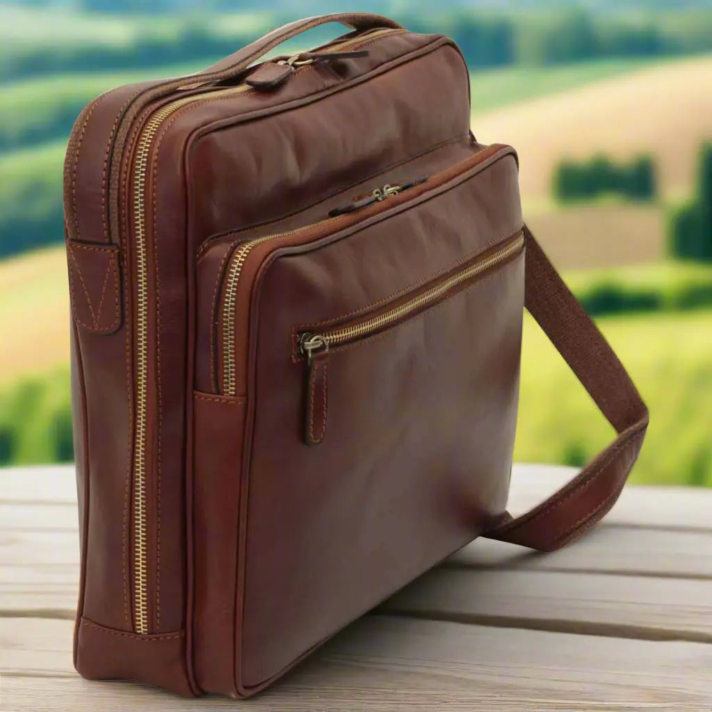 Large Leather Bag with Zip Closures | Travel & Everyday Use