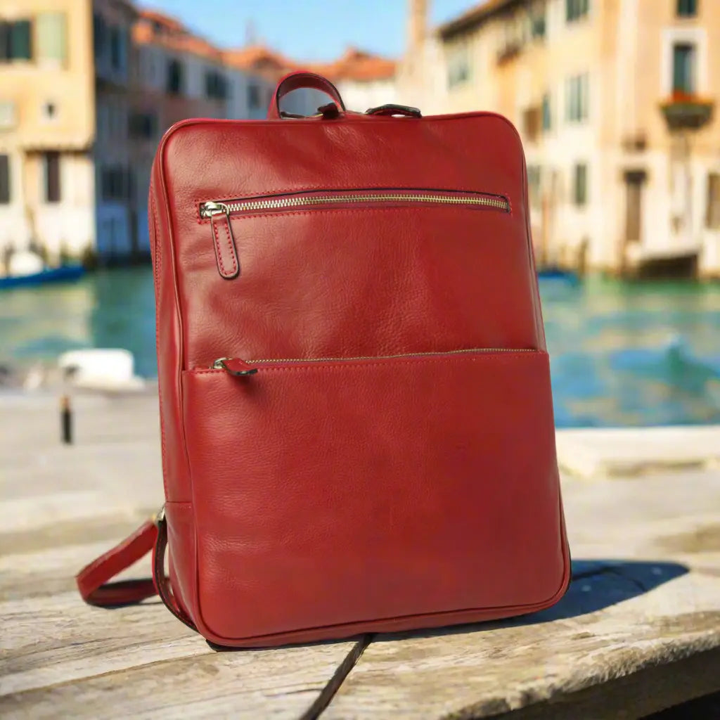 Leather Backpack with Backside Troller Strap | Travel & Work