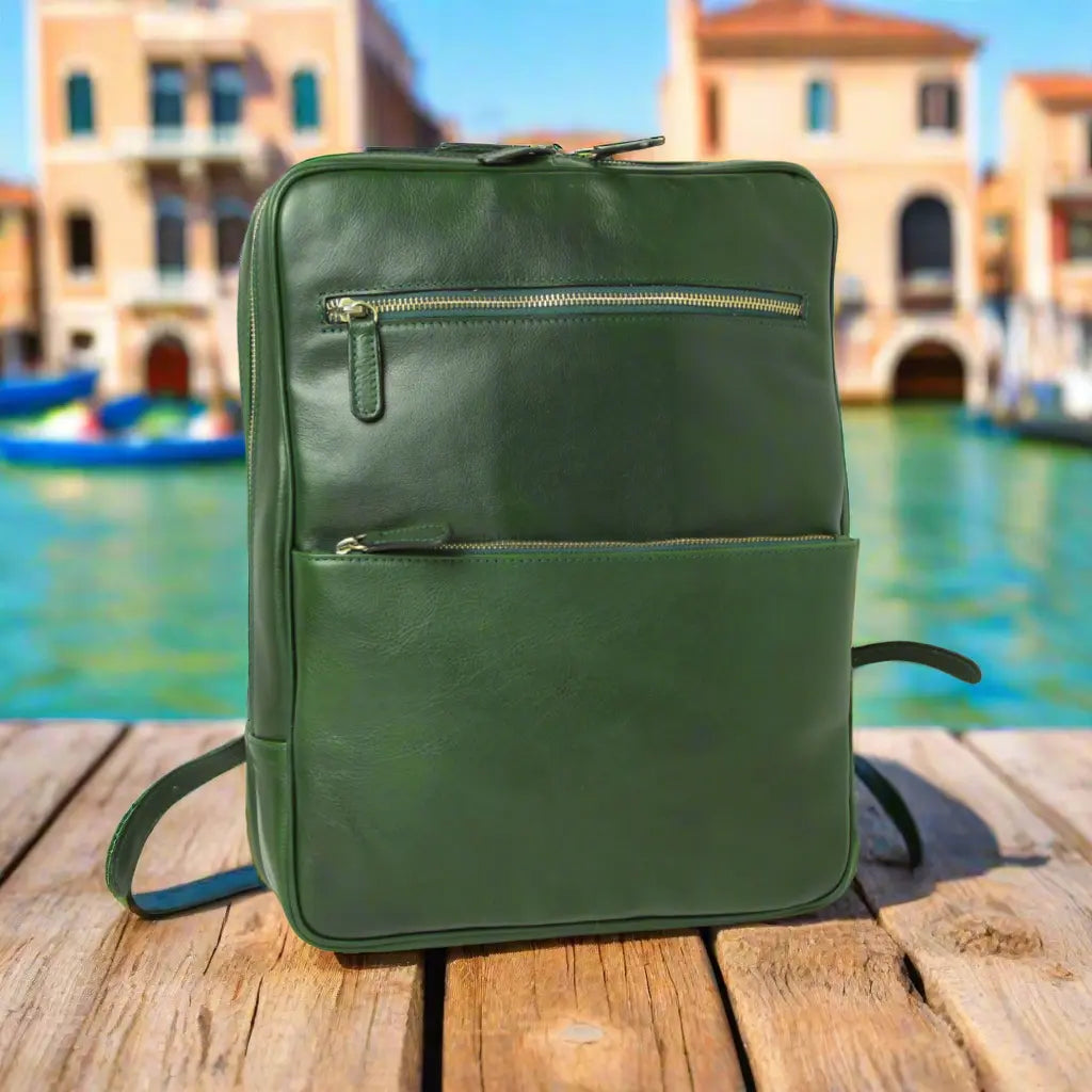 Leather Backpack with Backside Troller Strap | Travel & Work
