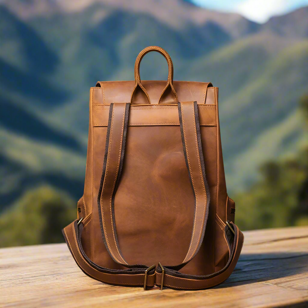 Genuine Leather Laptop Backpack | Travel & Work