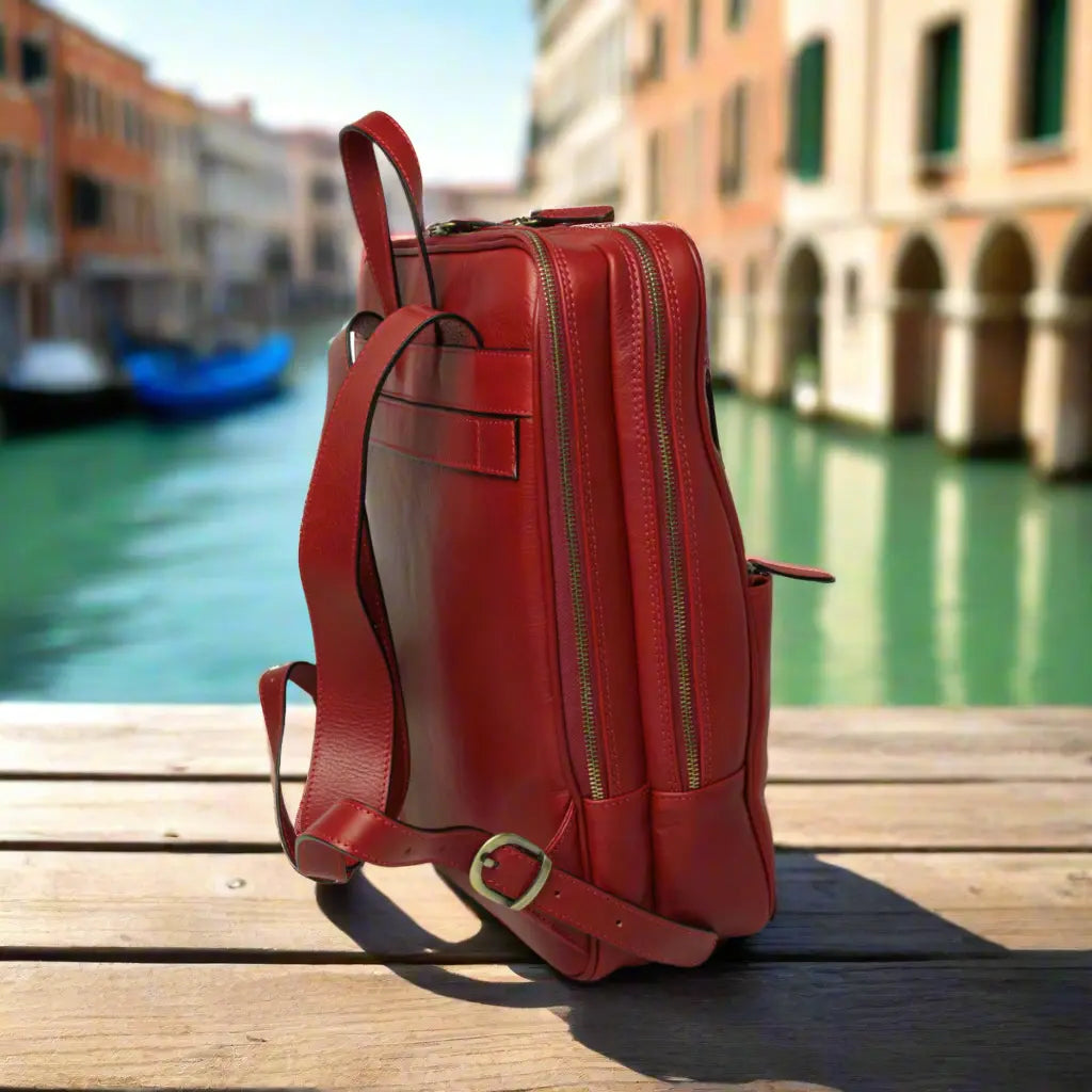 Leather Backpack with Backside Troller Strap | Travel & Work