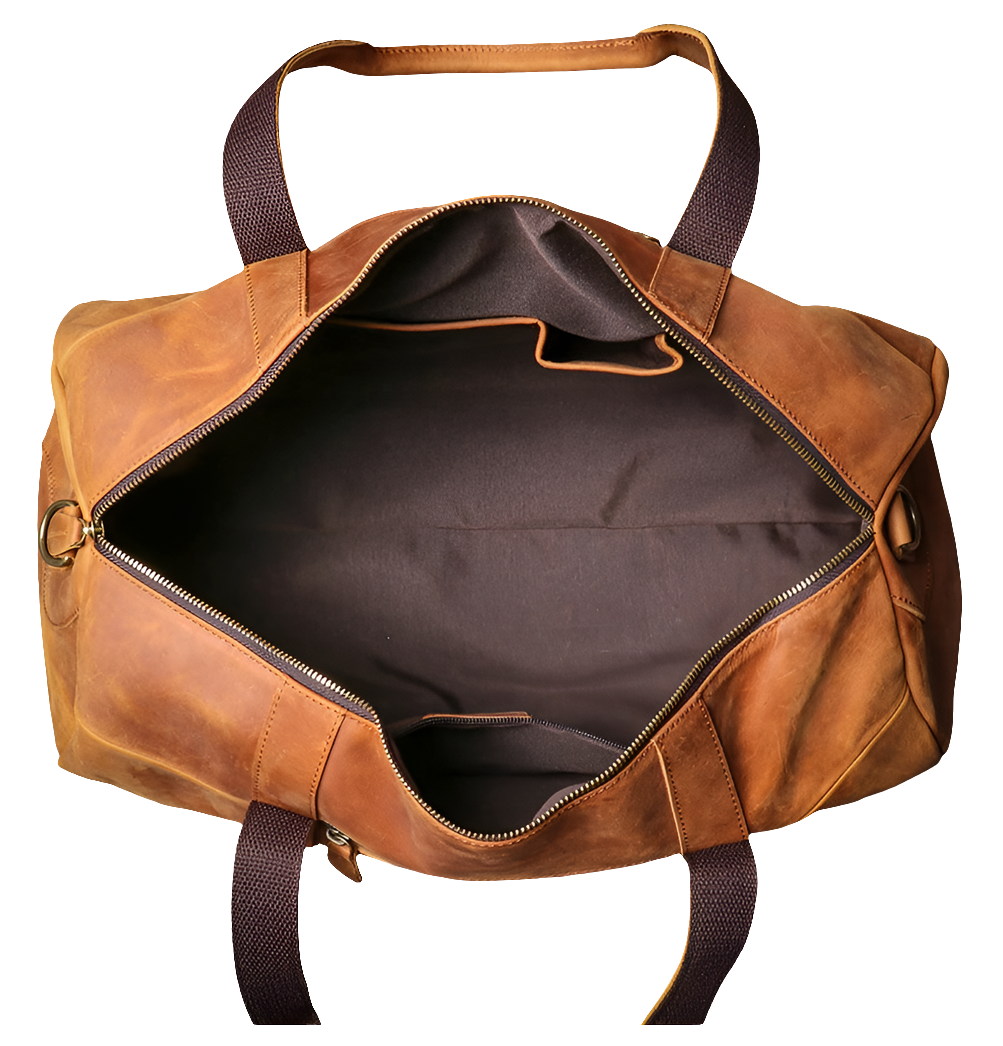 Men's Genuine Leather Duffle Bag – Soft Structure & Travel-Ready