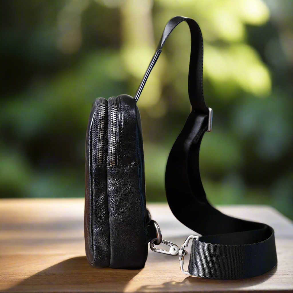 Genuine Leather Box-Shaped Crossbody Bag | Travel & Daily Use