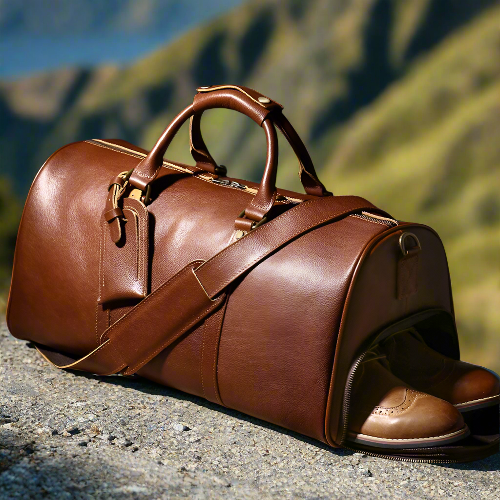 Full-Grain Genuine Leather Duffle Bag | Gym & Travel