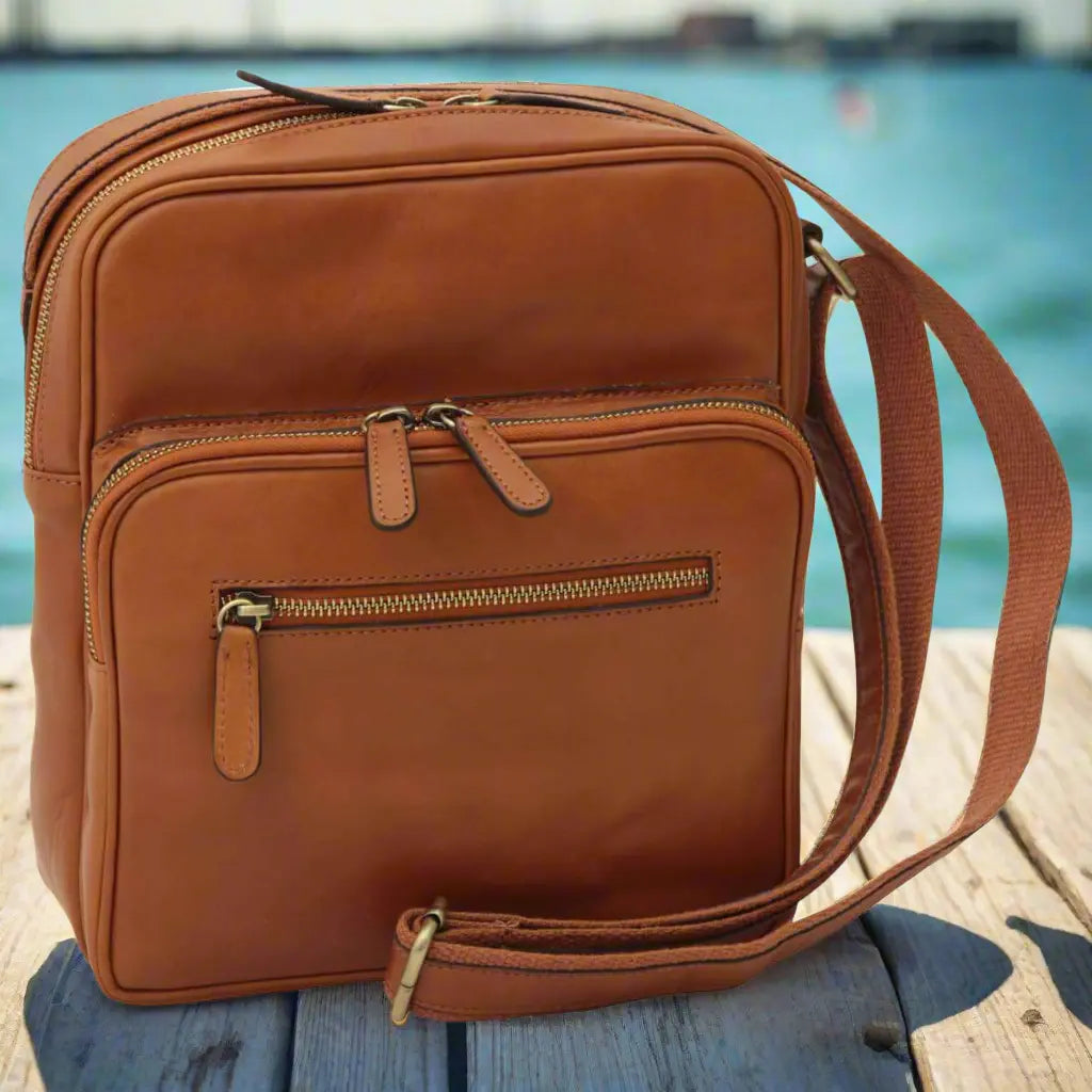 Small Leather Bag with Zip Closures | Travel & Everyday Use