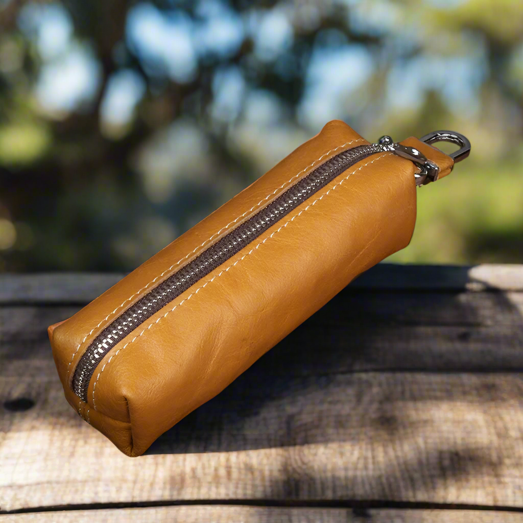 Genuine Leather Barrel Shape Key Wallet | Travel & Everyday Use