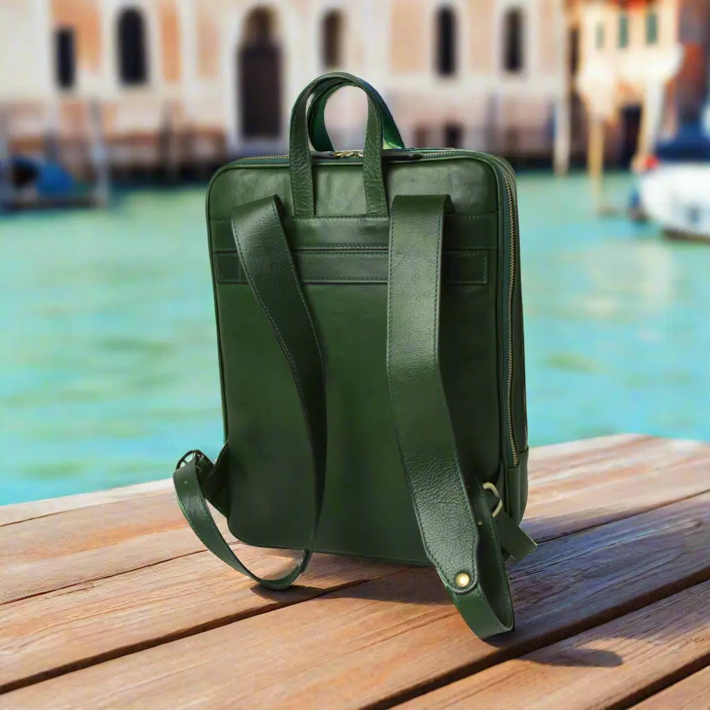 Leather Backpack with Backside Troller Strap | Travel & Work