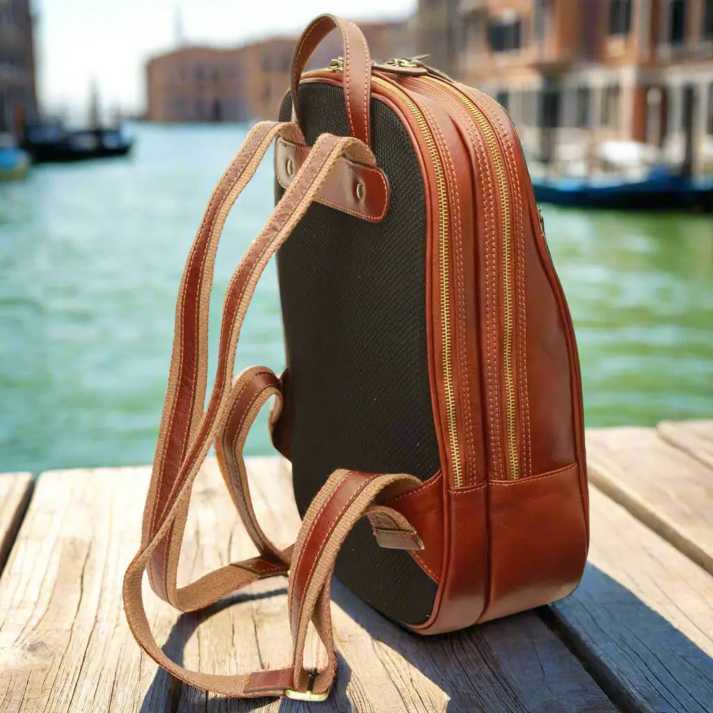 Leather Backpack with Exterior Zip Pockets | Travel & Work