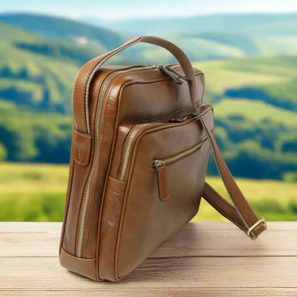Large Leather Bag with Zip Closures | Travel & Everyday Use
