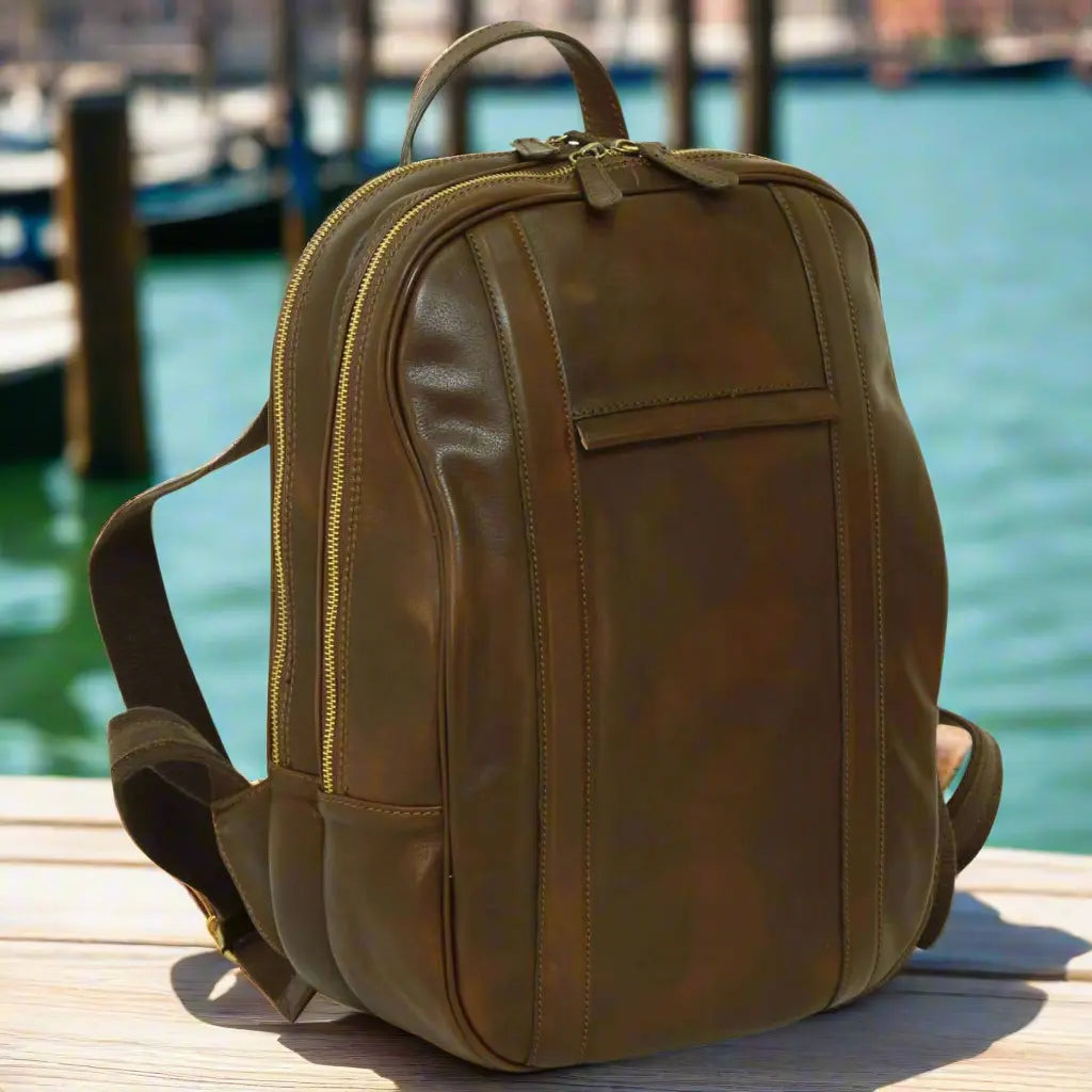 Soft Calfskin Leather Laptop Backpack | Travel & Work