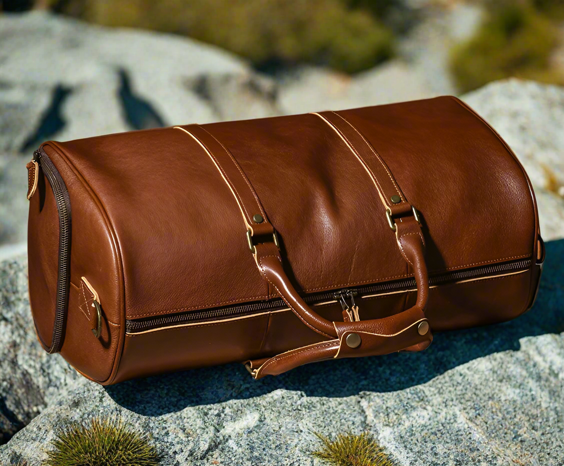 Full-Grain Genuine Leather Duffle Bag | Gym & Travel