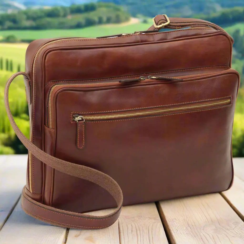 Large Leather Bag with Zip Closures | Travel & Everyday Use