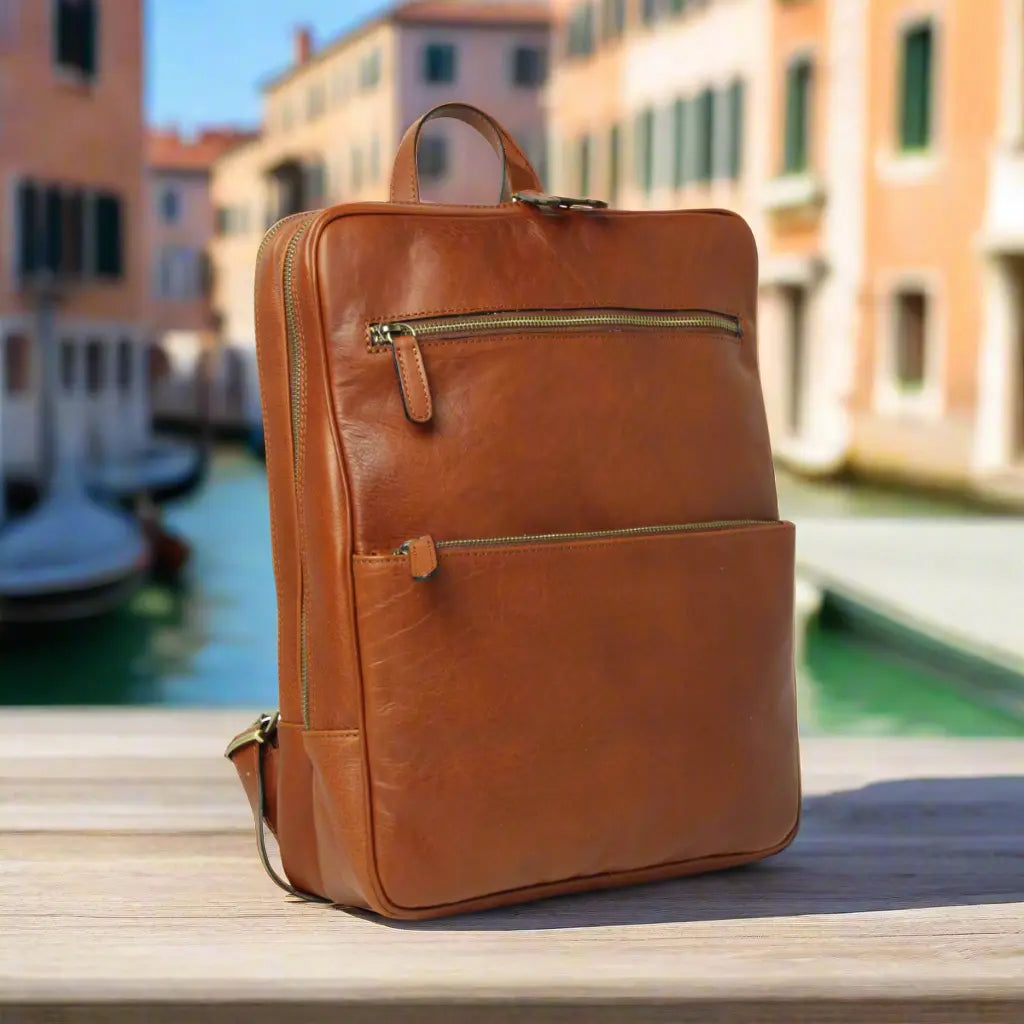 Leather Backpack with Backside Troller Strap | Travel & Work