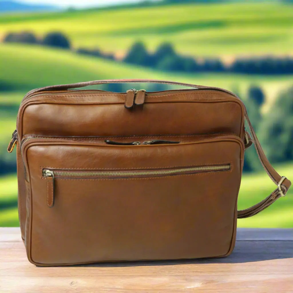 Large Leather Bag with Zip Closures | Travel & Everyday Use