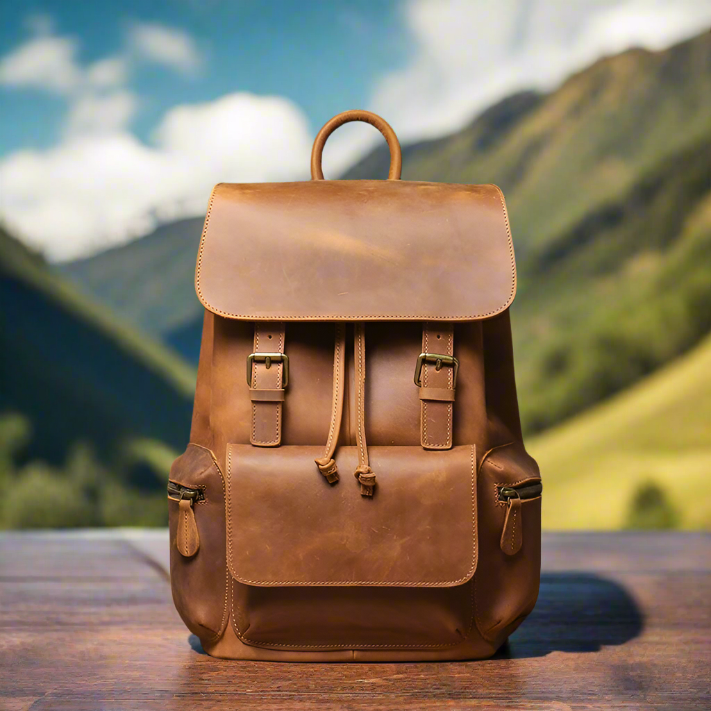 Genuine Leather Laptop Backpack | Travel & Work