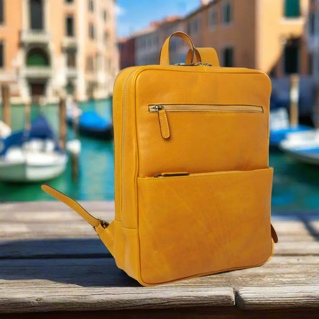 Leather Backpack with Backside Troller Strap | Travel & Work