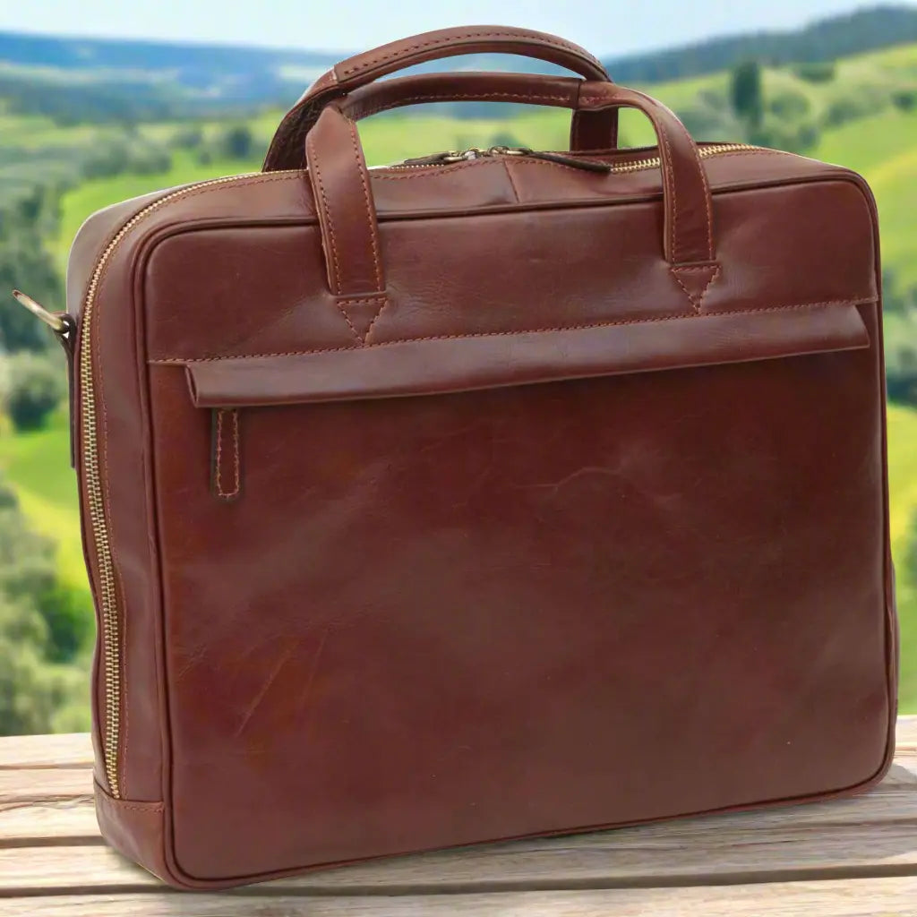 Leather Briefcase with Zip Closure | Office & Work