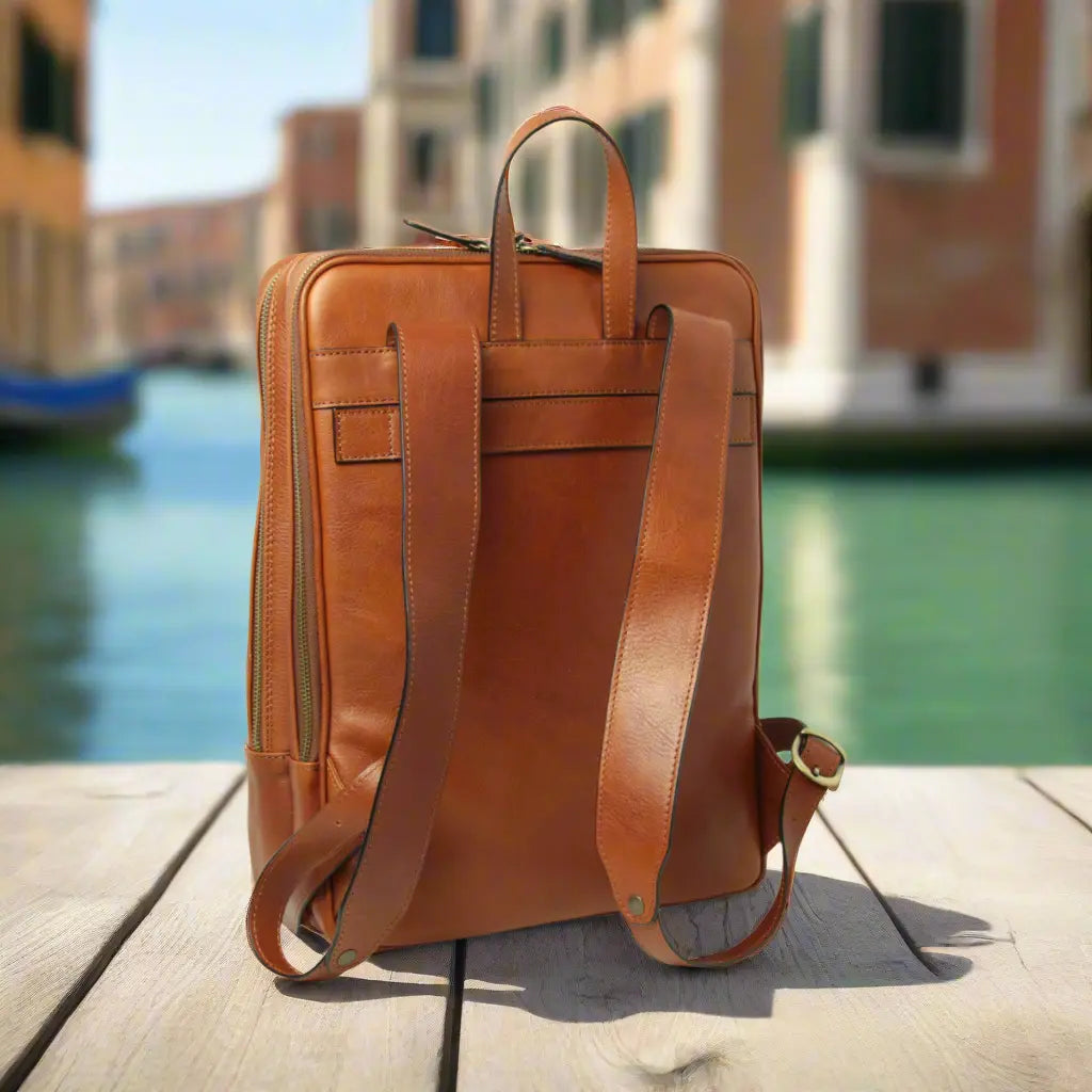 Leather Backpack with Backside Troller Strap | Travel & Work