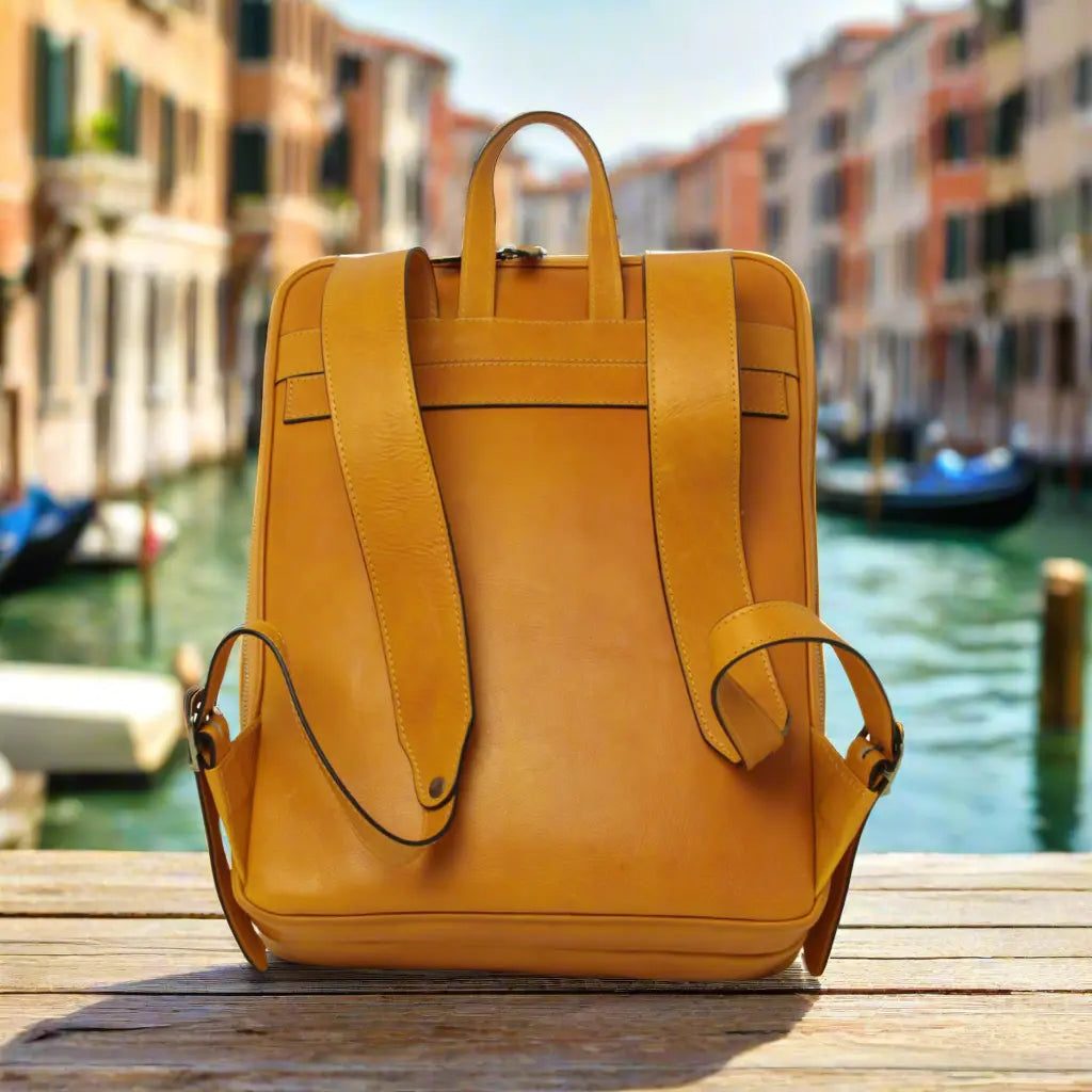 Leather Backpack with Backside Troller Strap | Travel & Work