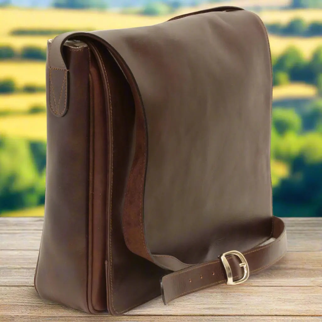 Cowhide Leather Messenger Bag | Travel & Everyday Use