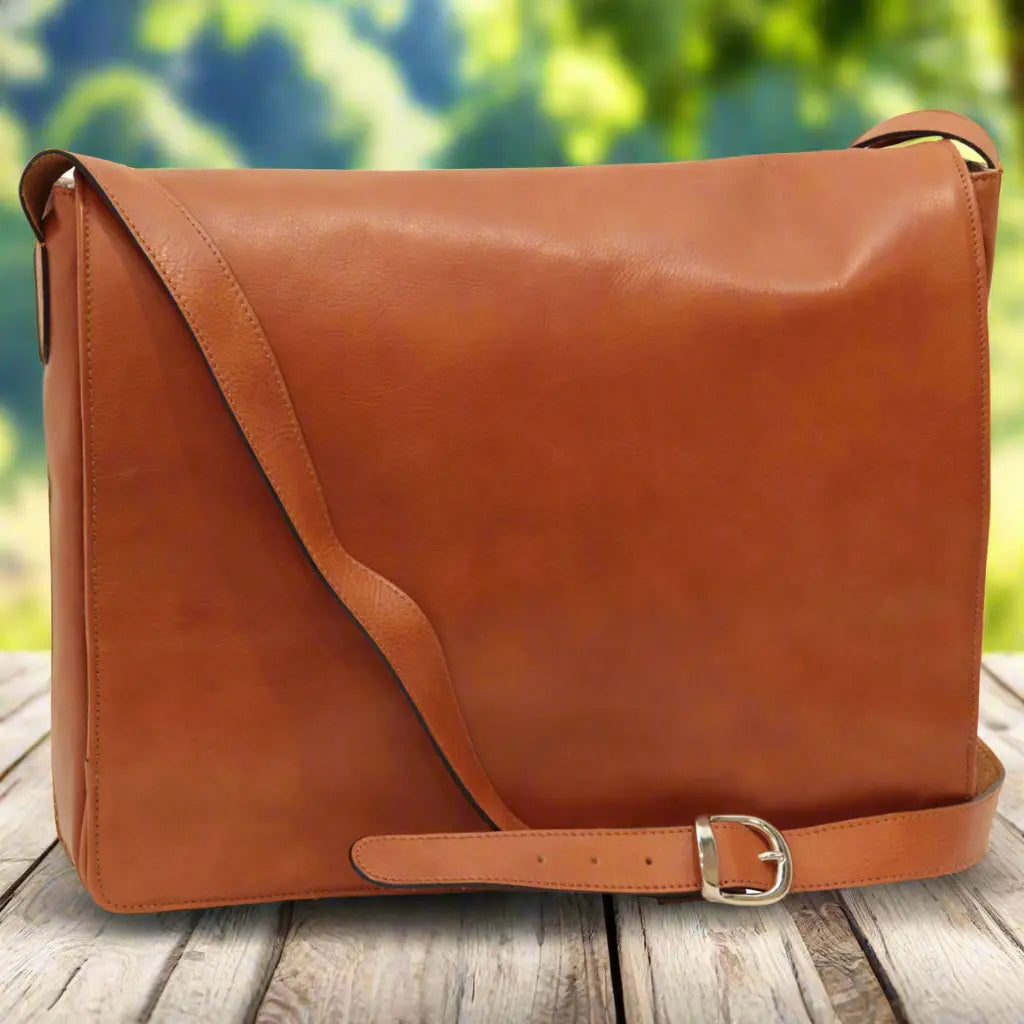 Cowhide Leather Messenger Bag | Travel & Everyday Use