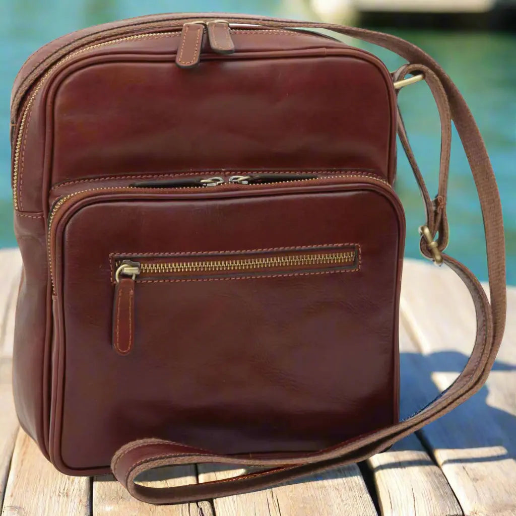 Small Leather Bag with Zip Closures | Travel & Everyday Use