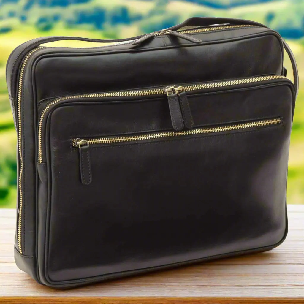 Large Leather Bag with Zip Closures | Travel & Everyday Use