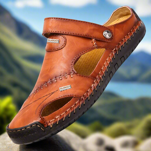 Classic Genuine Leather Sandals with Buckle Strap